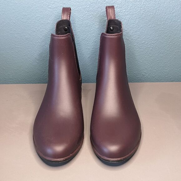 Sam Edelman Tinsley Maroon Rubber Waterproof Women's Chelsea Rain Boots Size 7 - Picture 1 of 8